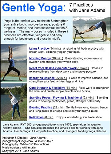 Gentle Yoga: 7 Beginning Yoga Practices for Mid-life (40's - 70's) including AM Energy, PM Relaxation, Improving Balance, Relief from Desk Work, Core Strength, and more. - 2862