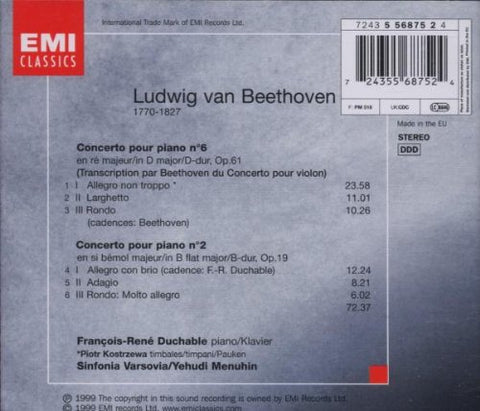 Beethoven: Piano Concertos no 2 & 6 / Menuhin, Duchable - 903