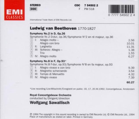 Beethoven: Symphonies 2 & 8 - 5895