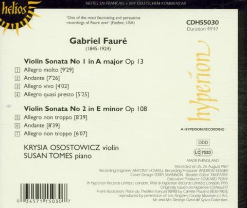 Faure: Violin Sonatas - 3634