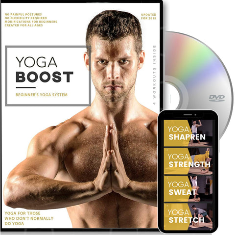 Yoga Boost: Beginner's Yoga System For Men And Women Who Don't Normally Do Yoga, With Modifications For The Inflexible. Build Muscle, Lose Weight, Soothe Sore Muscles, and Relieve Stress. - 7645