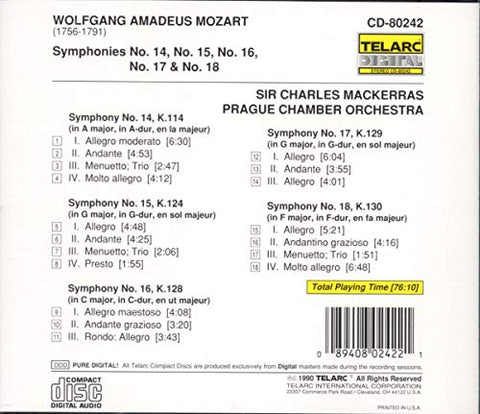 Mozart: Symphonies, Nos. 14-18 - 6909