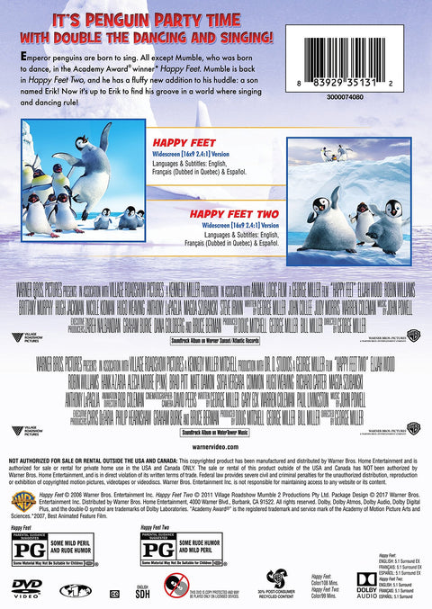 Happy Feet/Happy Feet Two (DVD) (DBFE) - 7075