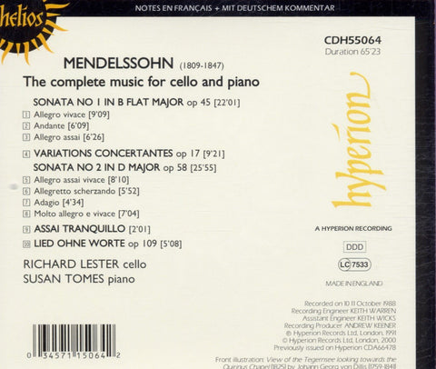 Mendelssohn: Complete Music for Cello - 8703