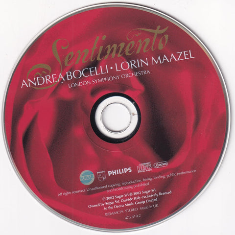 Sentimento: Andrea Bocelli with Lorin Maazel and the London Symphony Orchestra [Limited Edition w/ Bonus Track] - 3292