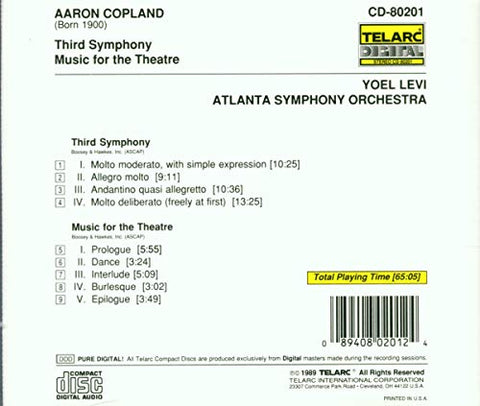 Copland: Third Symphony & Music for Theatre - 4050