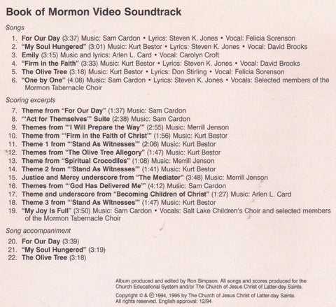 Book of Mormon Video Soundtrack - 7588